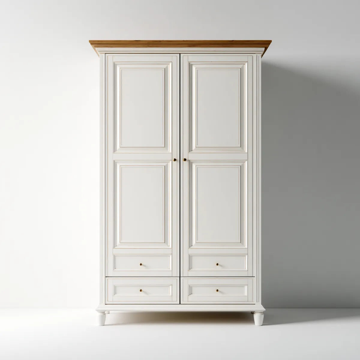 Armadio guardaroba a 2 ante avorio con 4 cassetti 120 x 60 x 220 cm in MDF laccato rettangolare