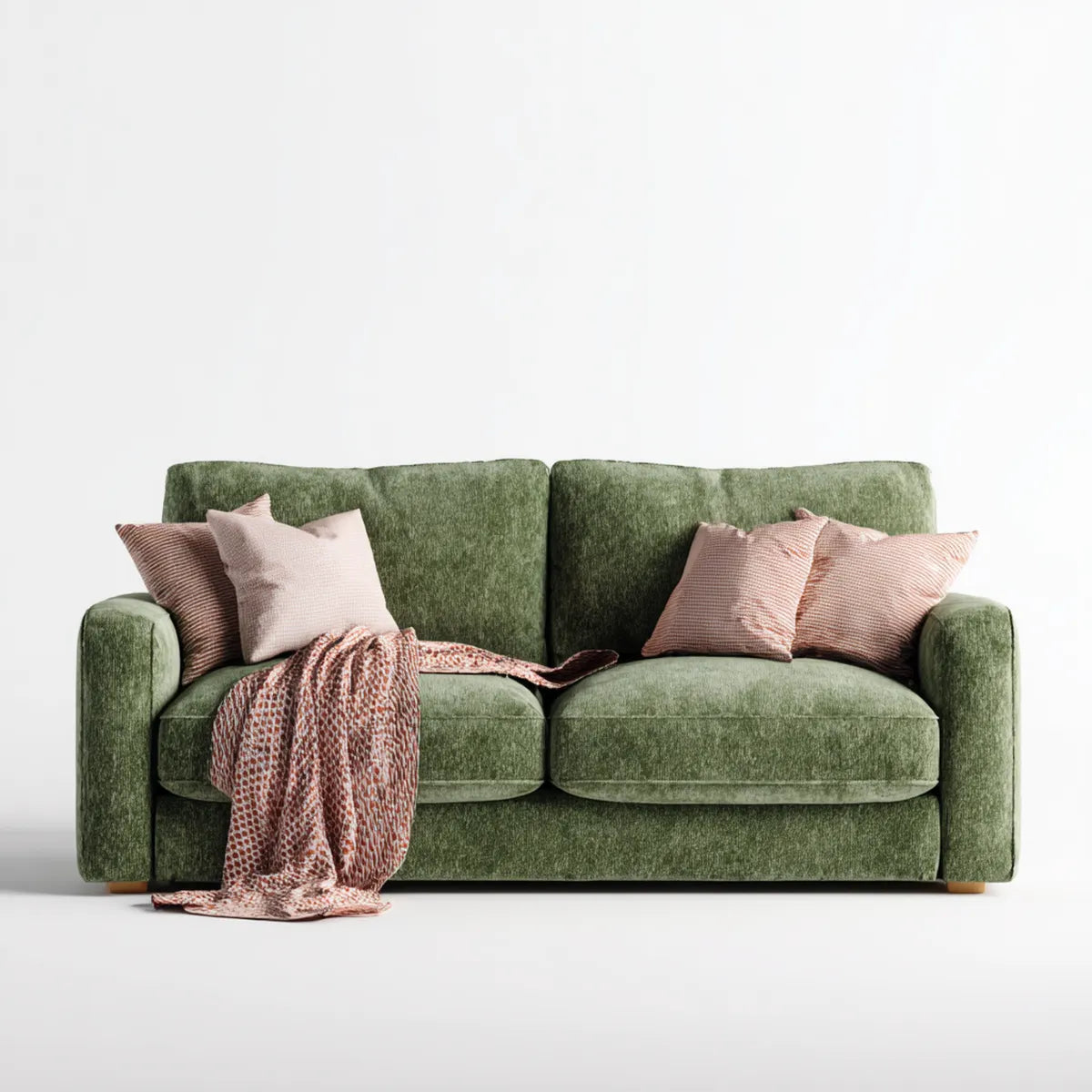 Divano 2 posti verde in velluto di poliestere rettangolare 180 x 90 x 85 cm