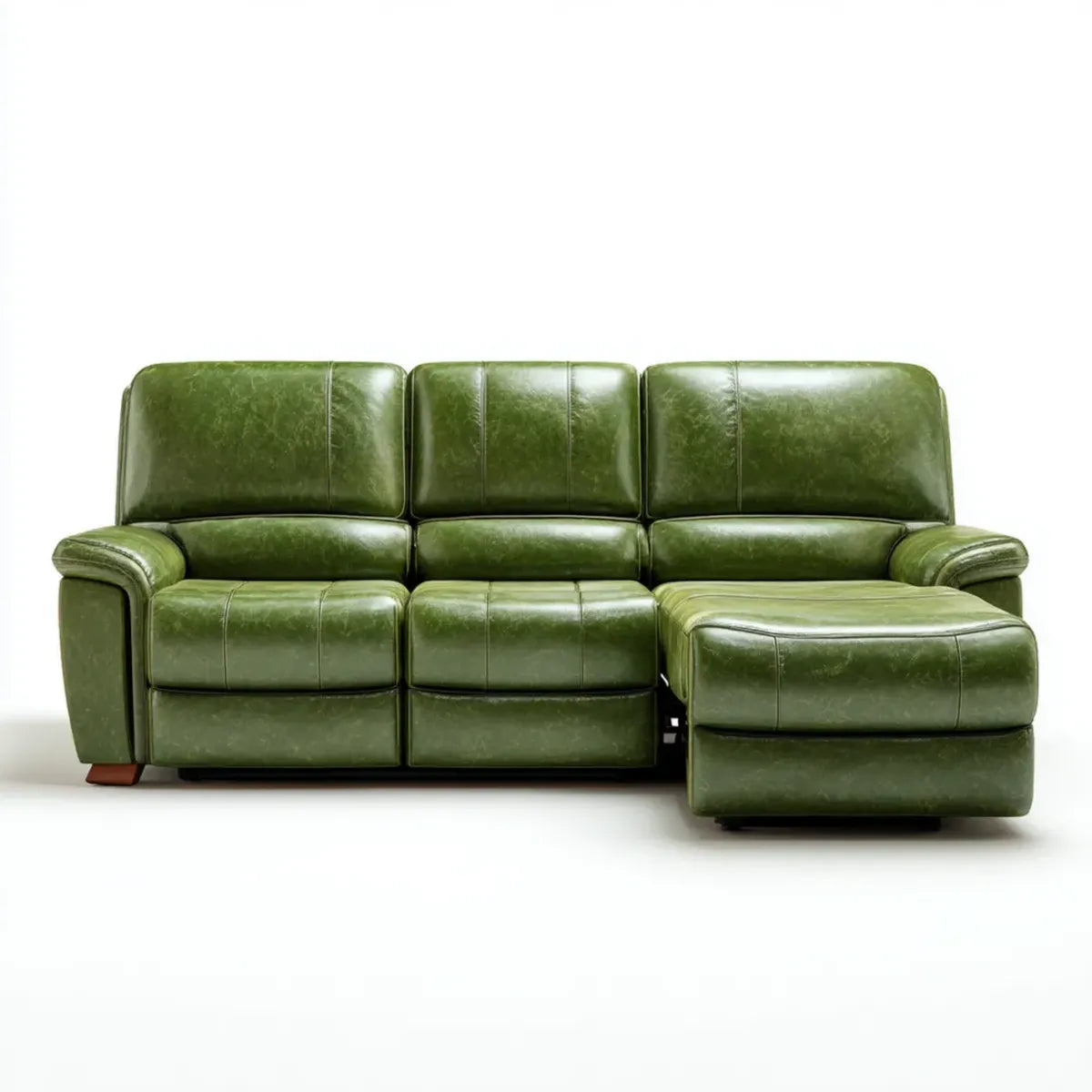 Divano reclinabile 3 posti verde in pelle sintetica PU con poggiapiedi 220 x 95 x 100 cm