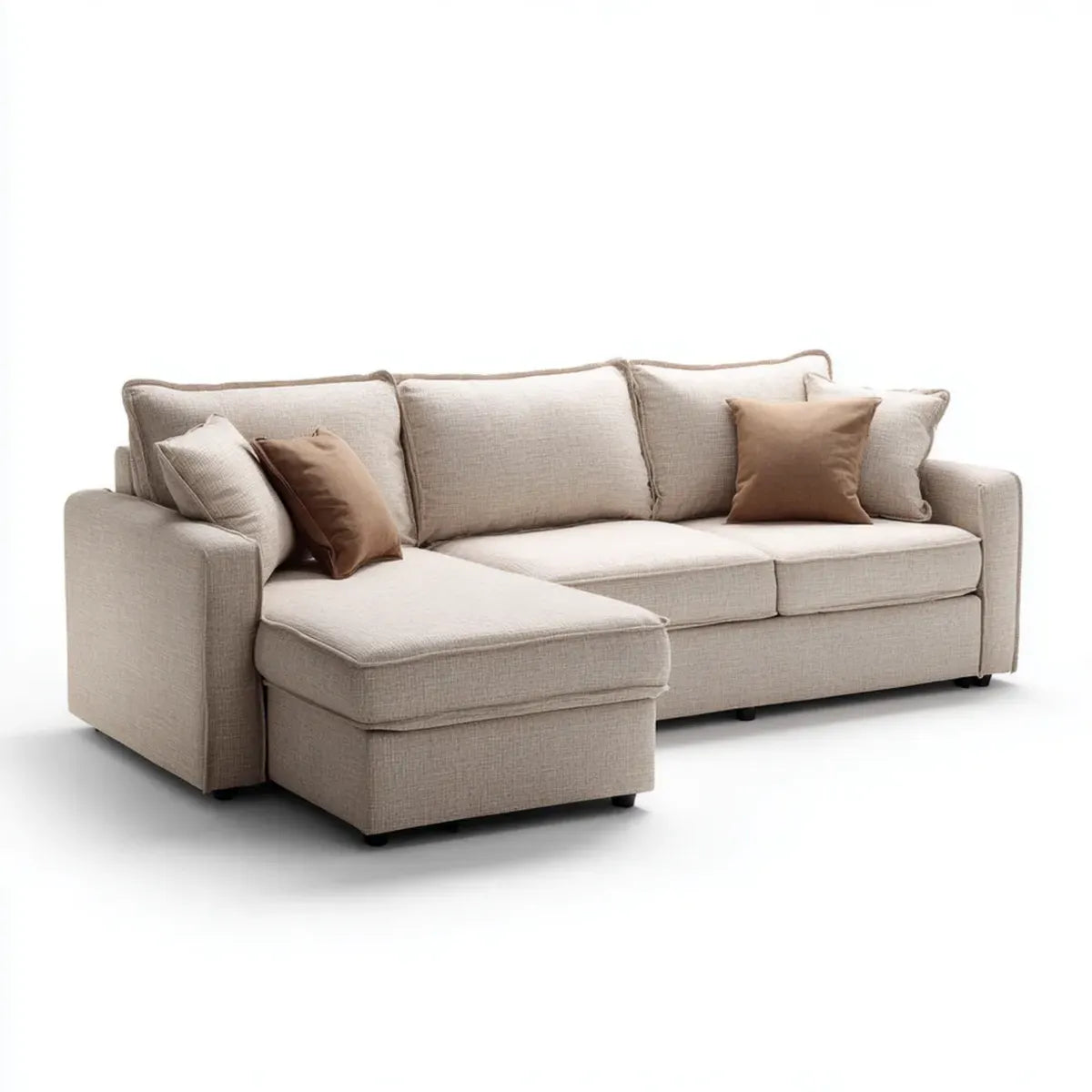 Divano angolare 3 posti beige a L 250 x 160 x 85 cm in poliestere e schiuma poliuretanica
