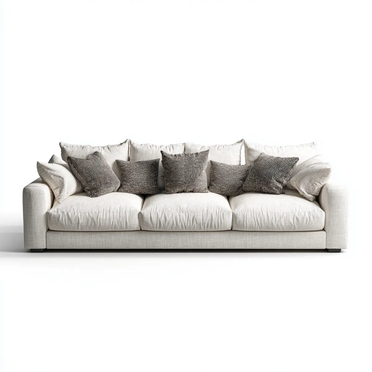 Divano 3 posti beige 230 x 100 x 85 cm in poliestere con forma rettangolare