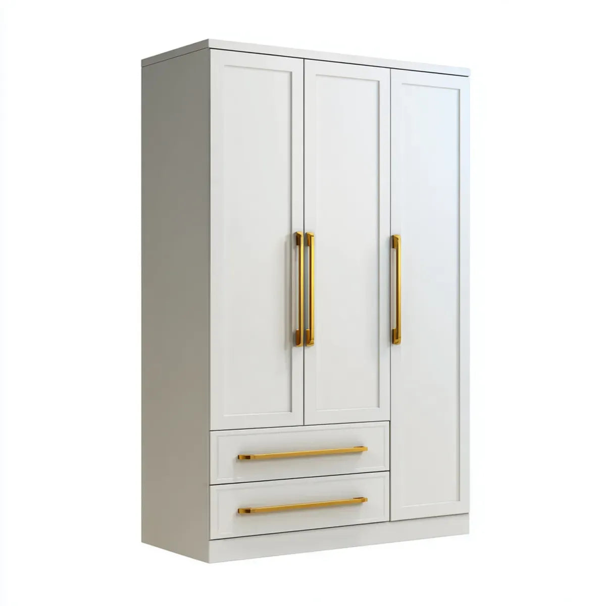 Armadio guardaroba 3 ante bianco e oro 120 x 52 x 200 cm in truciolare rettangolare