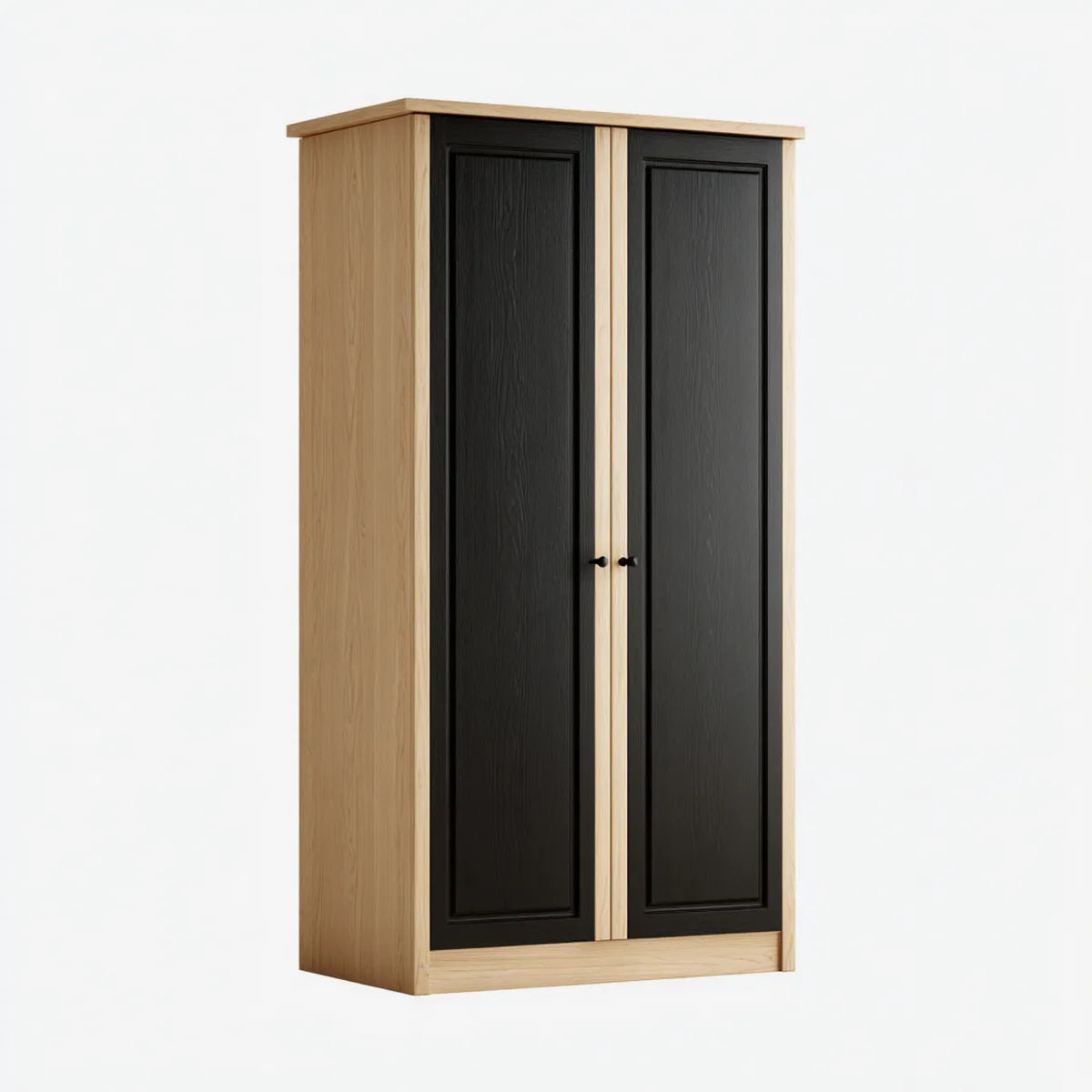 Armadio guardaroba 2 ante nero e rovere 100 x 55 x 200 cm in pannello truciolare nobilitato rettangolare