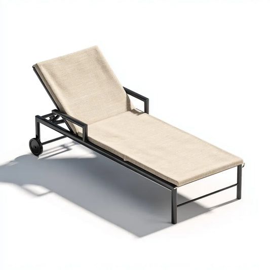 Lettino prendisole reclinabile da giardino beige rettangolare in alluminio 200 x 70 x 35 cm