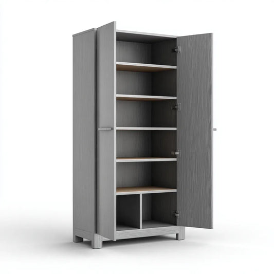 Armadio portadocumenti da ufficio grigio 80 x 40 x 180 cm in pannello truciolare rettangolare a 2 ante