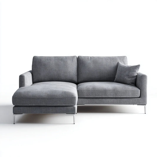Divano angolare con chaise longue sinistra grigio 230 x 150 x 85 cm rivestimento 100% poliestere a L
