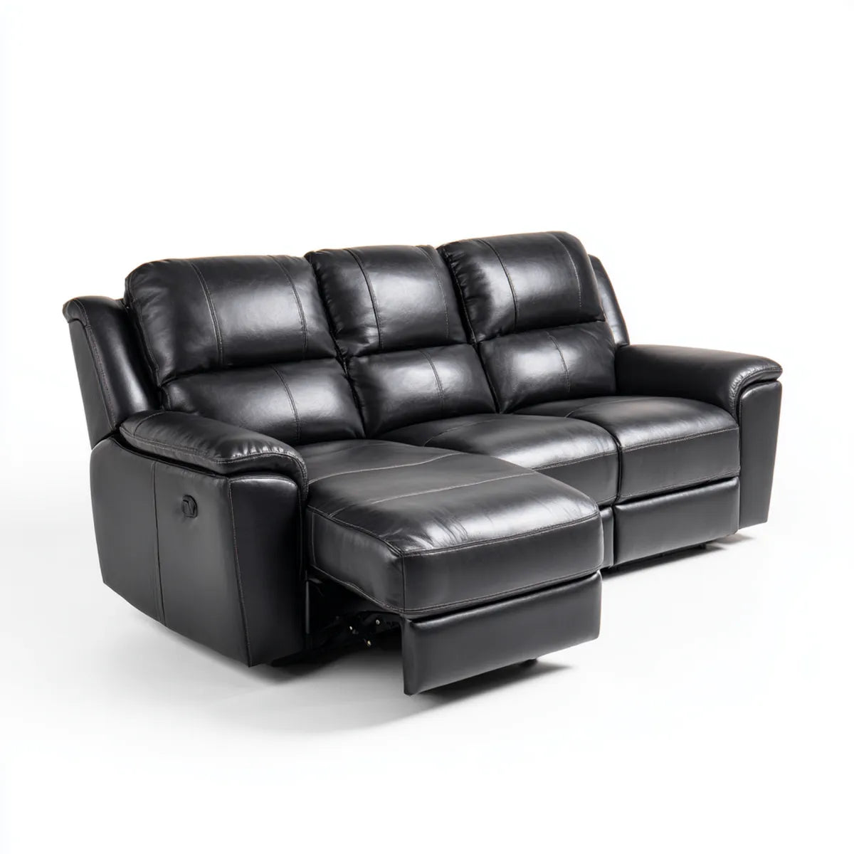 Divano reclinabile 3 posti nero in pelle sintetica PU rettangolare 210 x 95 x 102 cm