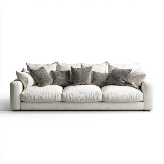 Divano 3 posti beige 230 x 100 x 85 cm in poliestere con forma rettangolare